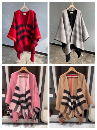 1:1 quality version Large plaid Reversible cashmere shawl cape 4 colors for girls
