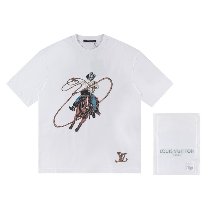 28180747 Western Cowboy Riding Horse Print tee 2 colors