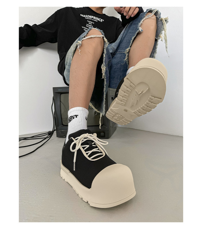 Black and White Mickey Low Top Big Head Shoes