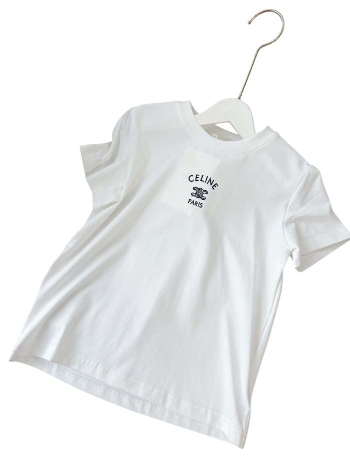 Triomphe Logo & Text Embroidered Cotton T-shirt for Kids 2 colors 29030027