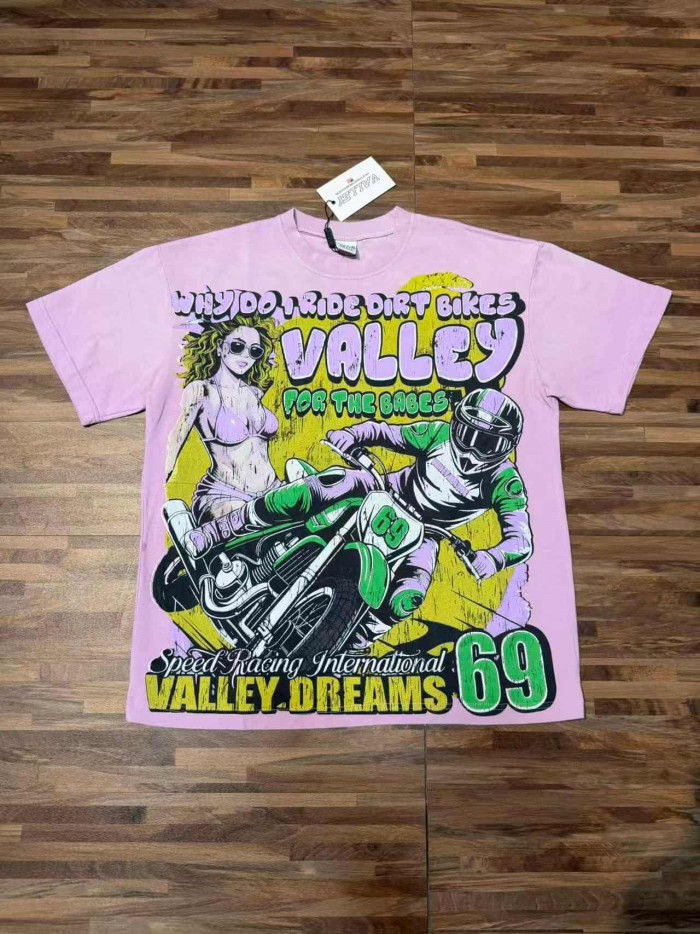Motorcycle Girl Print Washed Tee 2 colors 29047374