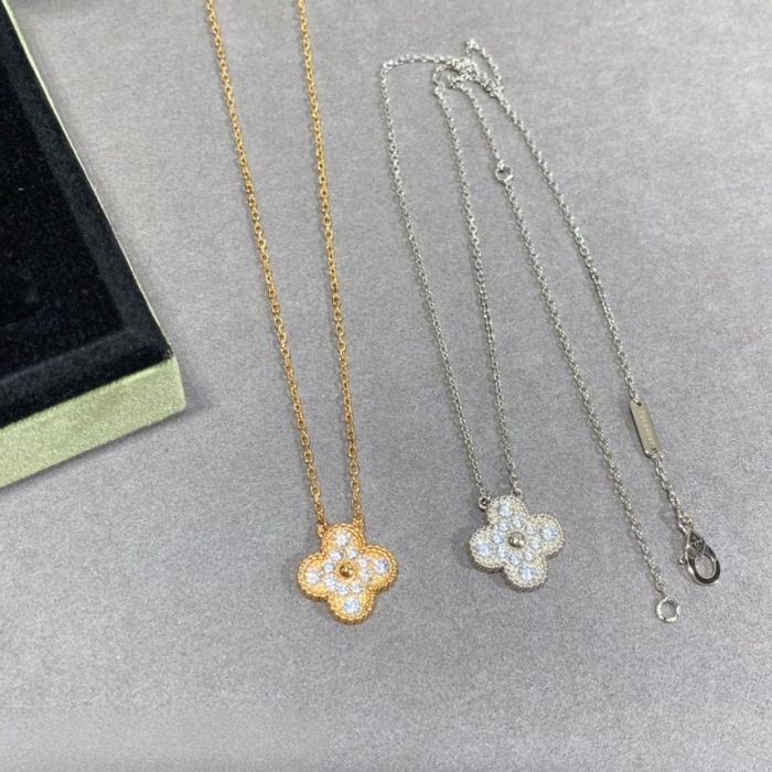 1:1 quality version Full Diamond Four-Leaf Clover Necklace 2 colors 28894554