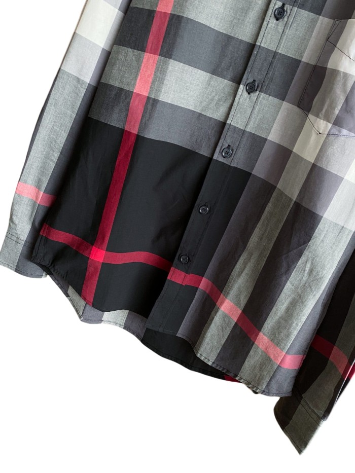 1:1 quality version Plaid Stretch Cotton Poplin Long Sleeve Shirt 8 colors 28875206