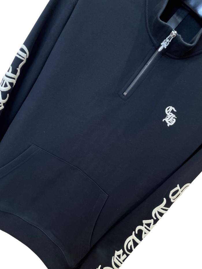 1:1 quality version Gothic Pattern Embroidered Half-Zip Sweatshirt 28938265