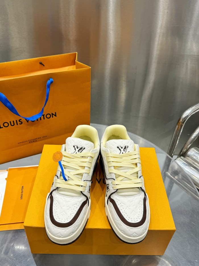 1:1 quality version Floral Logo Print Leather Sneakers 2 colors
