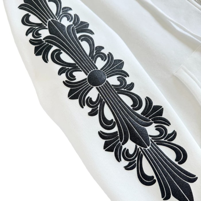 1:1 quality version Horseshoe Flower Arm Print Antique Silver Zipper Hoodie 28893087
