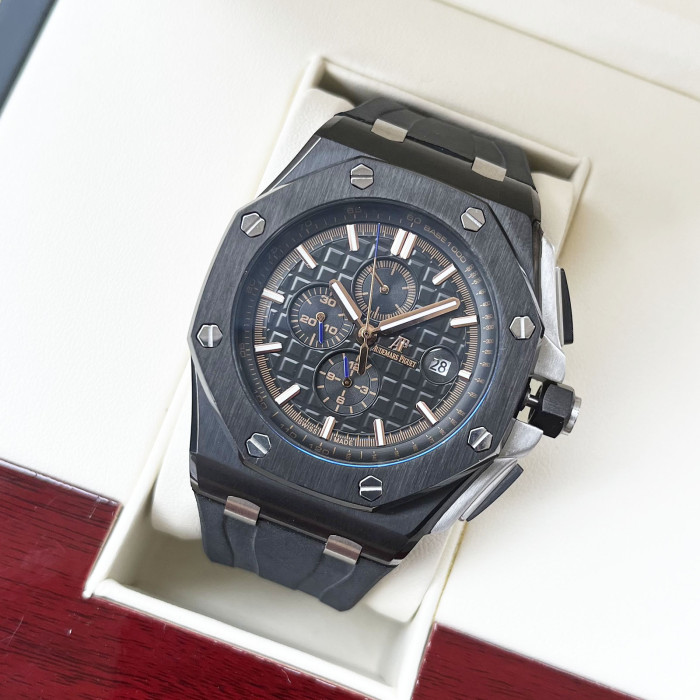 Two-Tone Dial Genuine Leather Strap Watch 6 colors【Dial diameter：44mm 】28771427