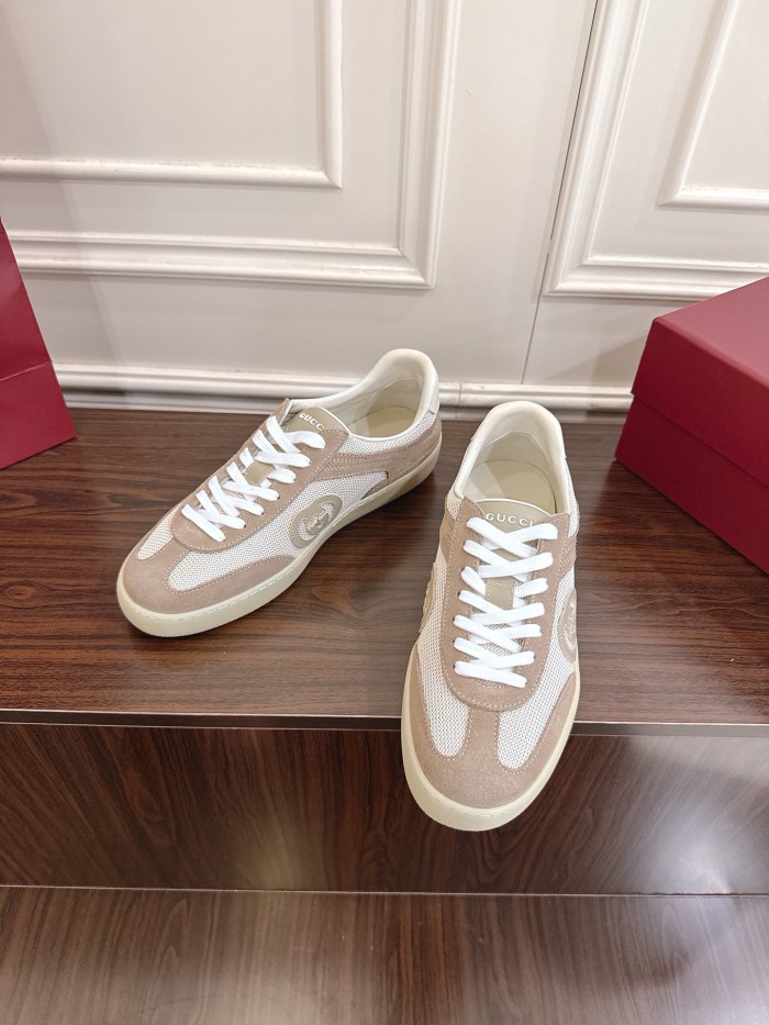 1:1 quality version Beige Mesh Suede Low Top Vintage Shoes 28974092