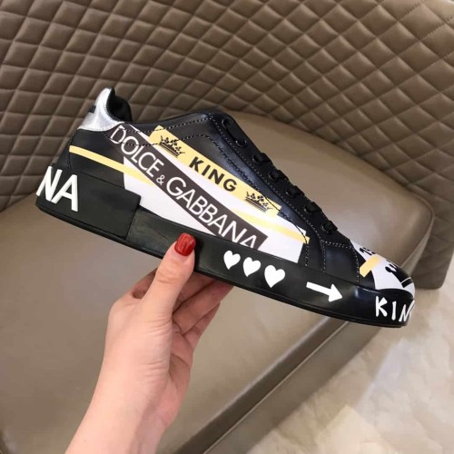 DOLCE    G@BB@N@ PORTOFINO SLIP-ON SNEAKERS IN PRINTED CALFSKIN   DG33