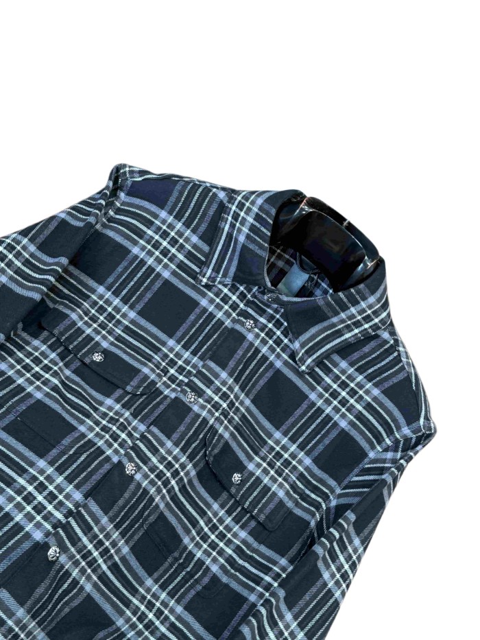 1:1 quality version classic black-white-gray check jacquard lapel long-sleeve shirt 28937201