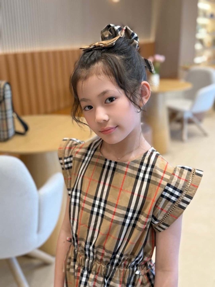 Vintage Check Drawstring Waist Cotton Dress for Kids 29010796