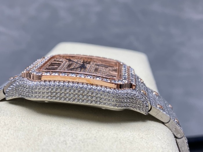1:1 quality version Black Moissanite Diamond-Studded Santos Mechanical Watch【Dial diameter：39.8mm】28773787