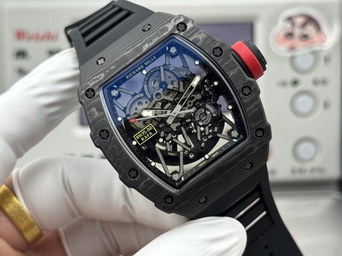 1:1 quality version RM 35-02 RAFAEL NADAL Carbon Fiber Automatic Mechanical Skeleton Watch 2 colors【Dial diameter：42mm 】28771545