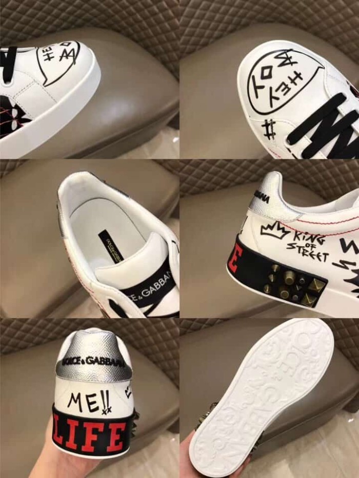 DOLCE    G@BB@N@ PORTOFINO SNEAKERS WITH APPLIQUS   DG019