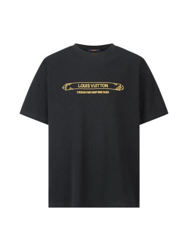 1:1 quality version 28321442 gold thread checkerboard embroidered tee