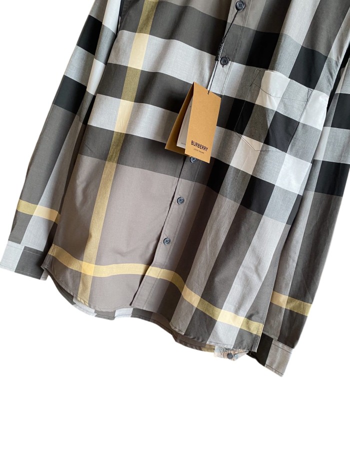 1:1 quality version Plaid Stretch Cotton Poplin Long Sleeve Shirt 8 colors 28875206