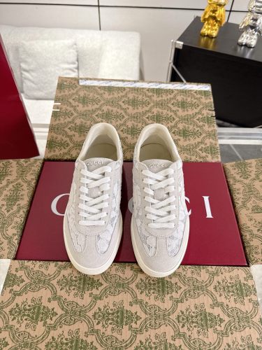 1:1 quality version Gucci White GG Lace Suede Sneakers 28974157