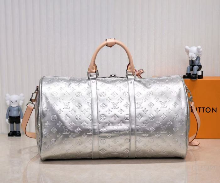 28425304 Full-print logo silver travel bag