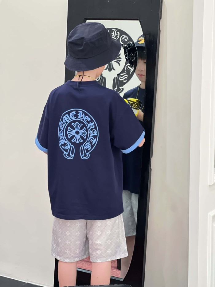 Cross Horseshoe Print Color Block Casual T-Shirt 3 colors for Kids 29008975