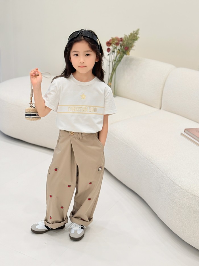 Gold Embroidered Star Logo Cotton T-shirt for Kids 29030025