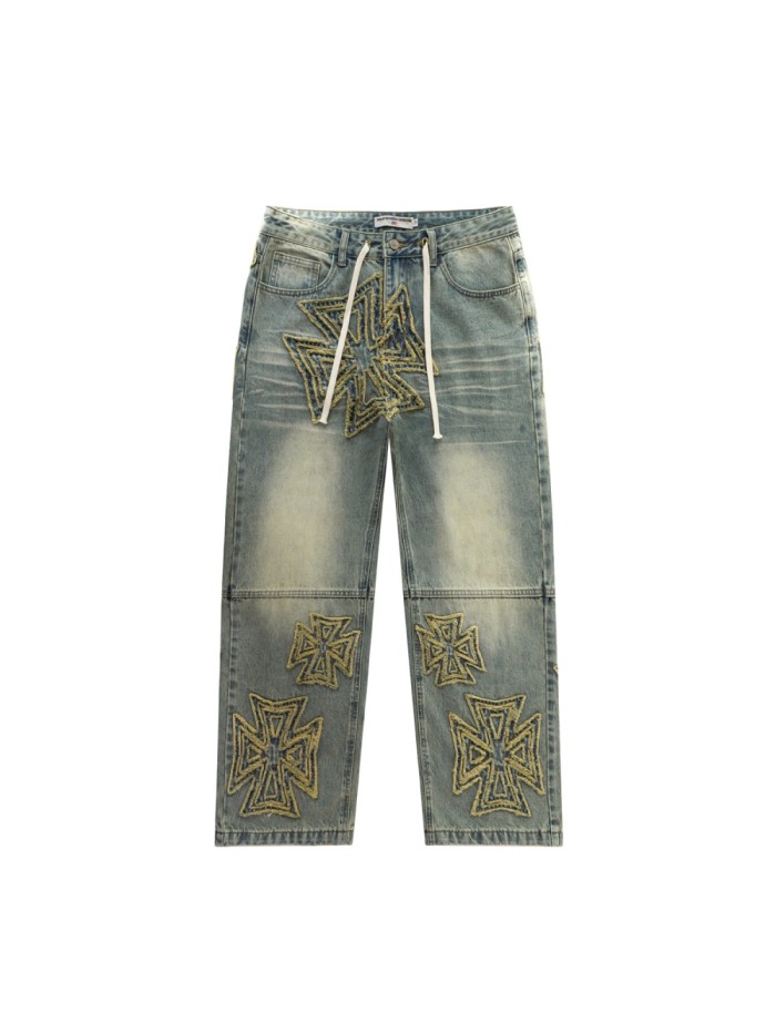 Rainbow Candy Wool Embroidery Washed Jeans 2 colors 28899680