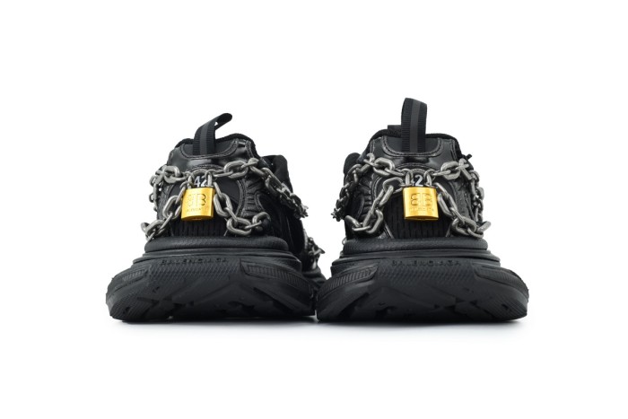 [plus-size shoes] 1:1 quality version 3XL Black Mesh Lock & Chain Low-top Chunky Sneakers 28997829