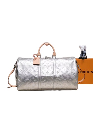 28425304 Full-print logo silver travel bag