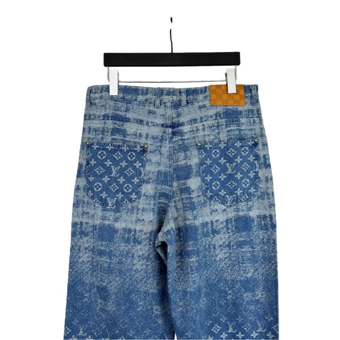 1:1 quality version Bleached Plaid Jacquard Denim Jeans 28759547