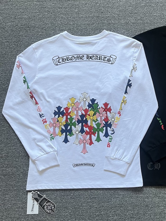 Back Colorful Cross Group Logo Print Long Sleeve T-Shirt