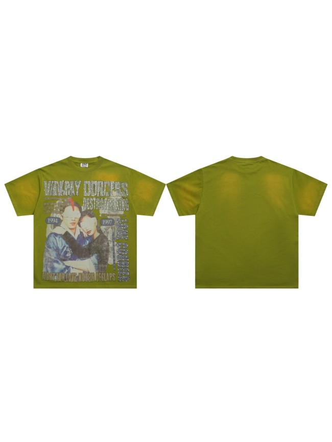 Vale Forever Love Courier Burned diamond Printed Washed Version Tee 2 colors