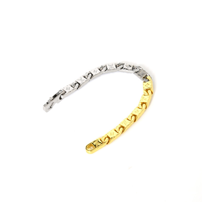 28168346 Gold and Silver Color Blocking Bracelet