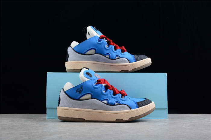 L@nvin Blue and Red Lace Sneakers