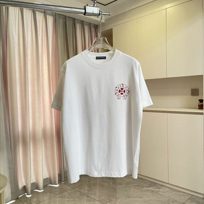 1:1 quality version Red Sanskrit Horseshoe Cross Logo Printed  Vintage Tee 4 colors 29082421