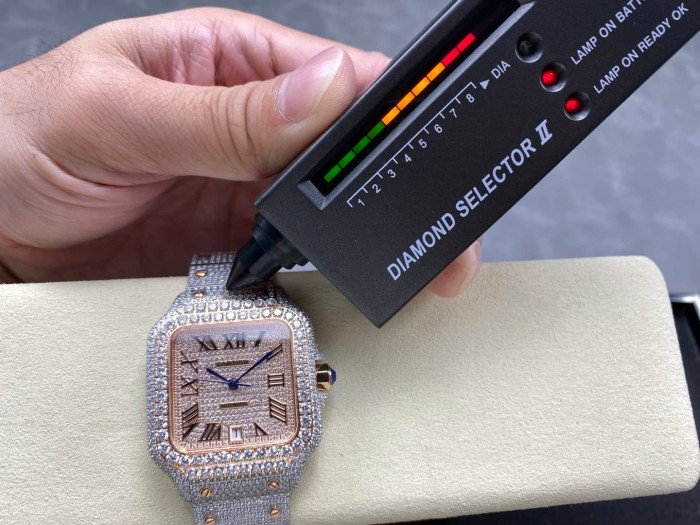 1:1 quality version Black Moissanite Diamond-Studded Santos Mechanical Watch【Dial diameter：39.8mm】28773787