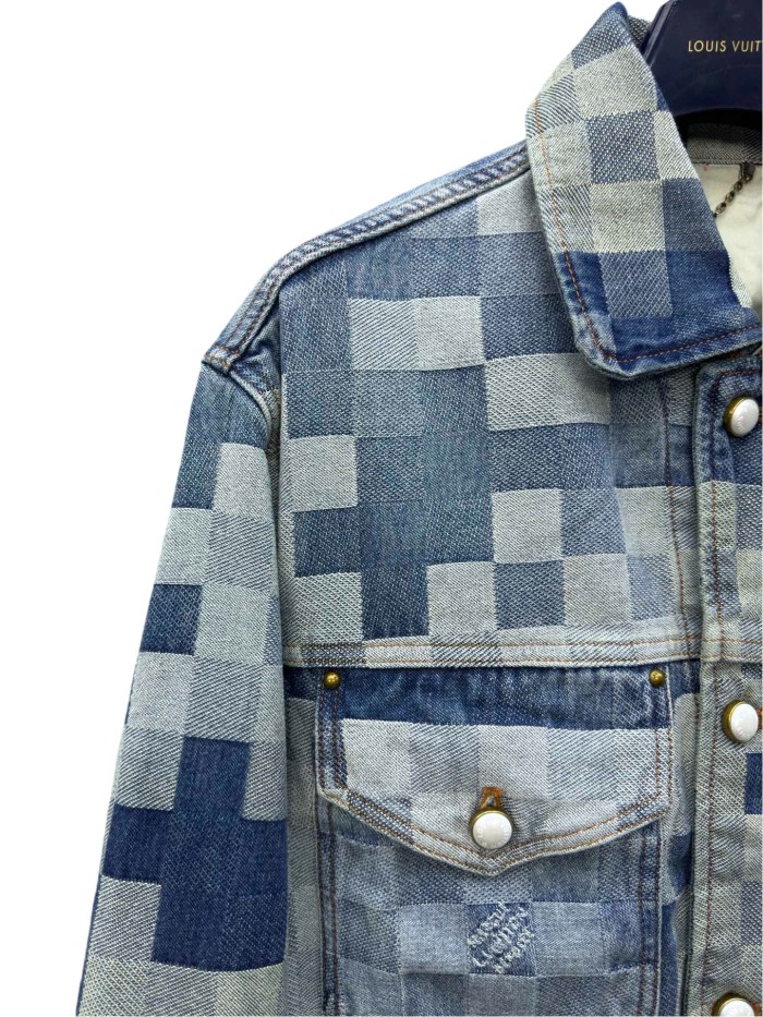 1:1 quality version Checkered Mosaic Denim Jacket 28685212