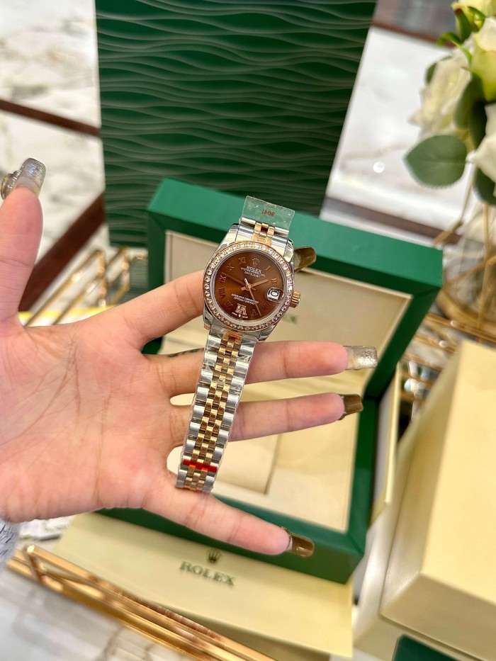 DATE JUST Roman Numeral Diamond-Set Brown Dial Mechanical Movement Watch【Dial diameter：30mm 】28771361