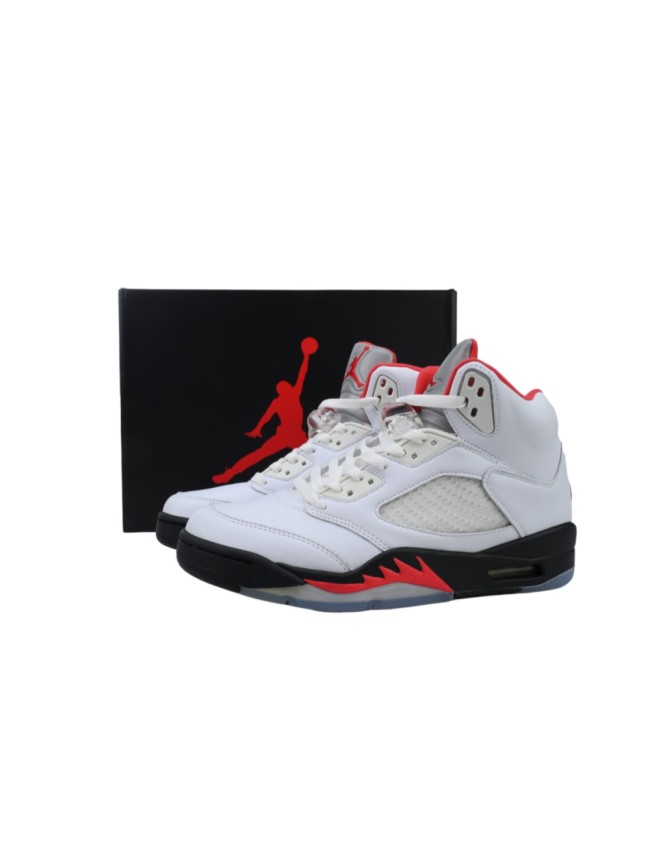 [plus-size shoes] 1:1 quality version Jordan 5   Fire Red  White Leather Basketball Shoes 29035327