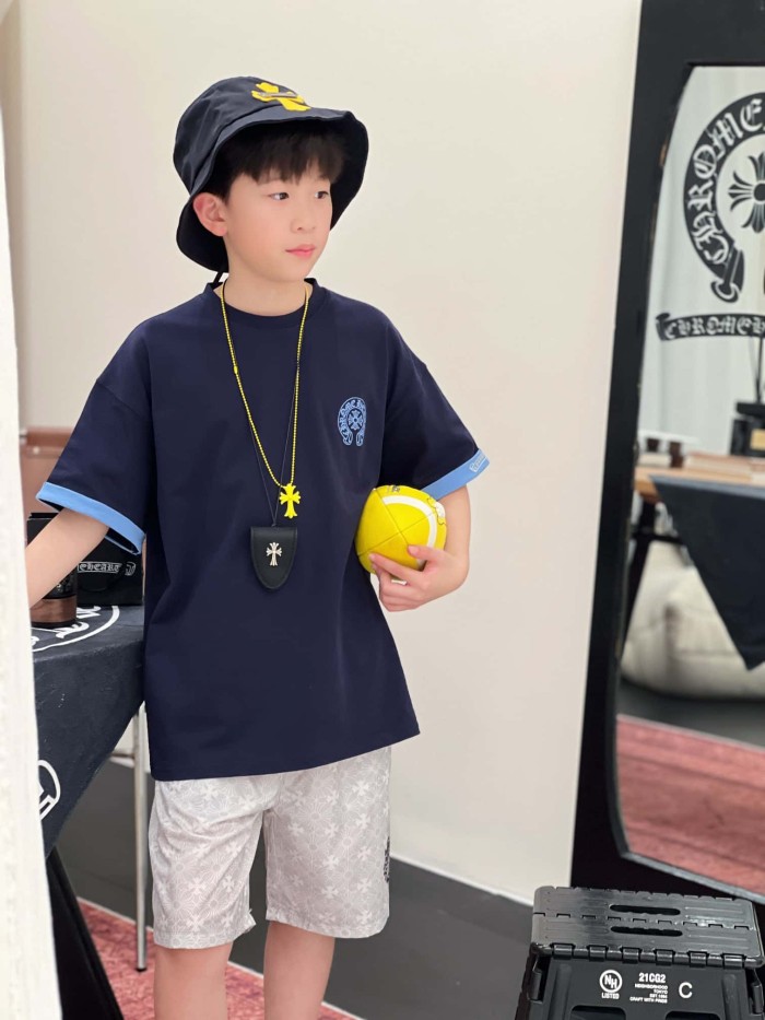 Cross Horseshoe Print Color Block Casual T-Shirt 3 colors for Kids 29008975