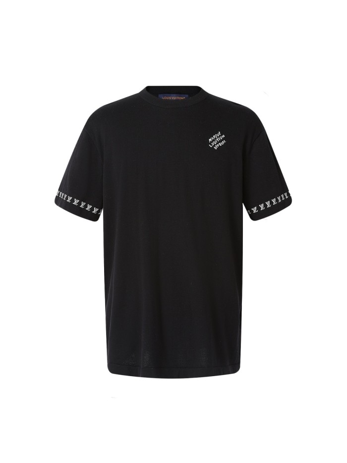 1:1 quality version Letter Jacquard Cotton Knit Print T-Shirt 2 colors 28997771
