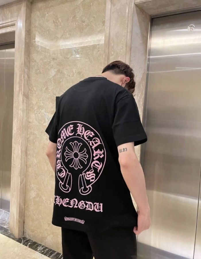 1:1 quality version Pink Horseshoe Letter Print Tee