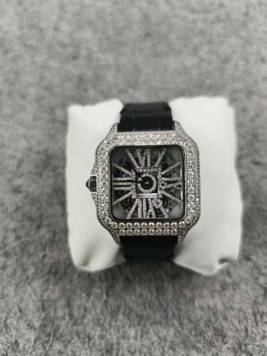 1:1 quality version Santos Silver Skeleton Dial Moissanite Mechanical Watch【Dial diameter：40mm】28773751