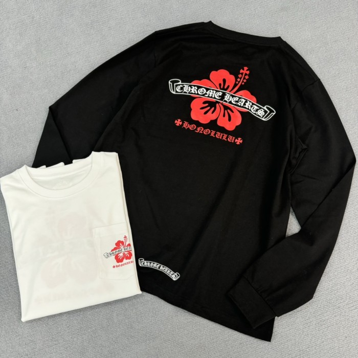 1:1 quality version Hawaii Limited Little Red Flower Print Long Sleeve T-Shirt 2 COLORS