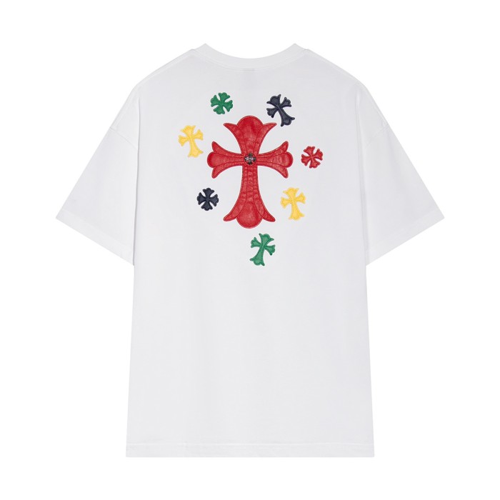 Cross Leather Embroidery Hardware tee  2 colors