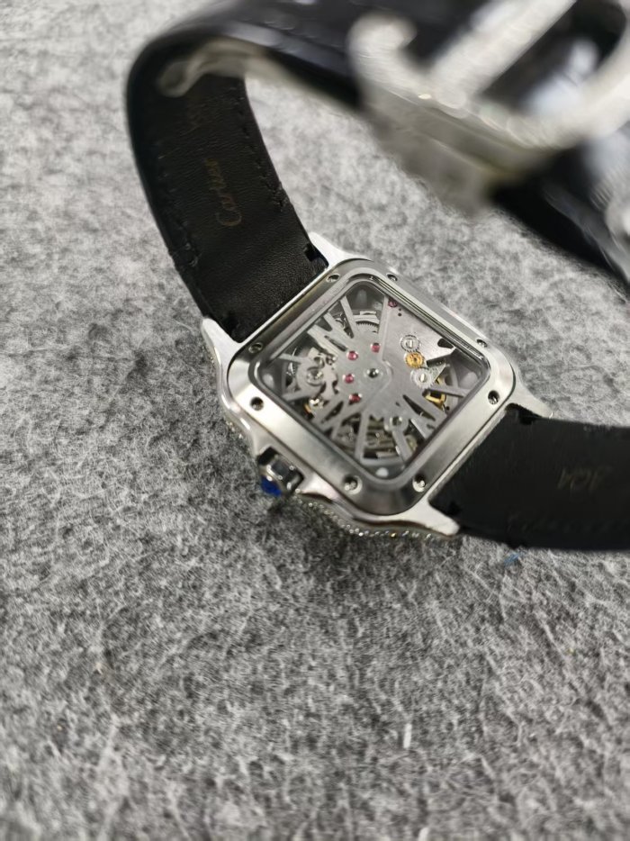 1:1 quality version Santos Silver Skeleton Dial Moissanite Mechanical Watch【Dial diameter：40mm】28773751