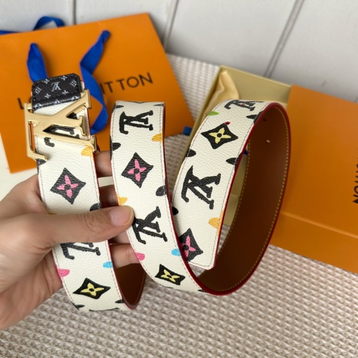 1:1 quality version Full-printed colorful logo metal buckle belt 6 colors【Width 4 cm】