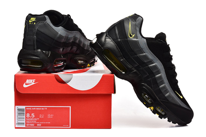 [plus-size shoes]Air Max 95 Black Grey Yellow Sneakers Air Cushion Running Shoes 29044763