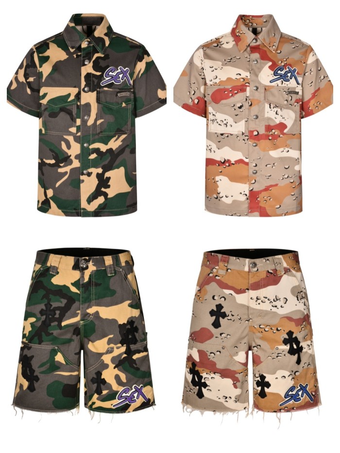 1:1 quality version 28286938 camouflage tee shirt & shorts set 2 colors