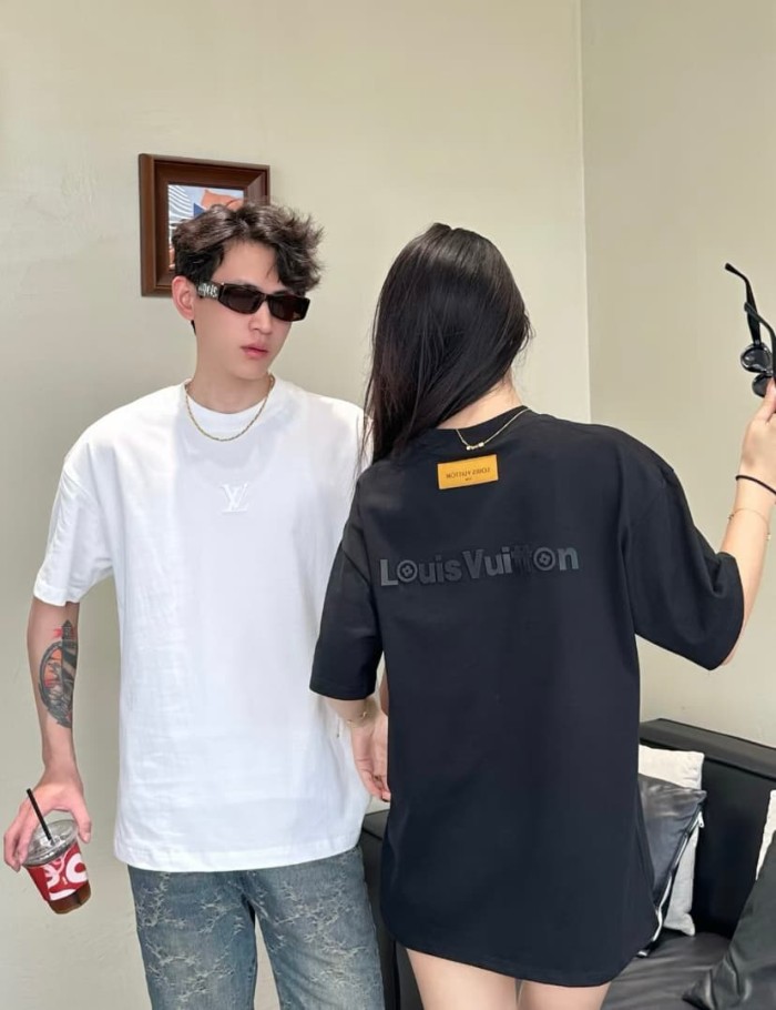 1:1 quality version Front and Back Logo Thick Pressure Adhesive Crew Neck Tee 3 colors 28903018