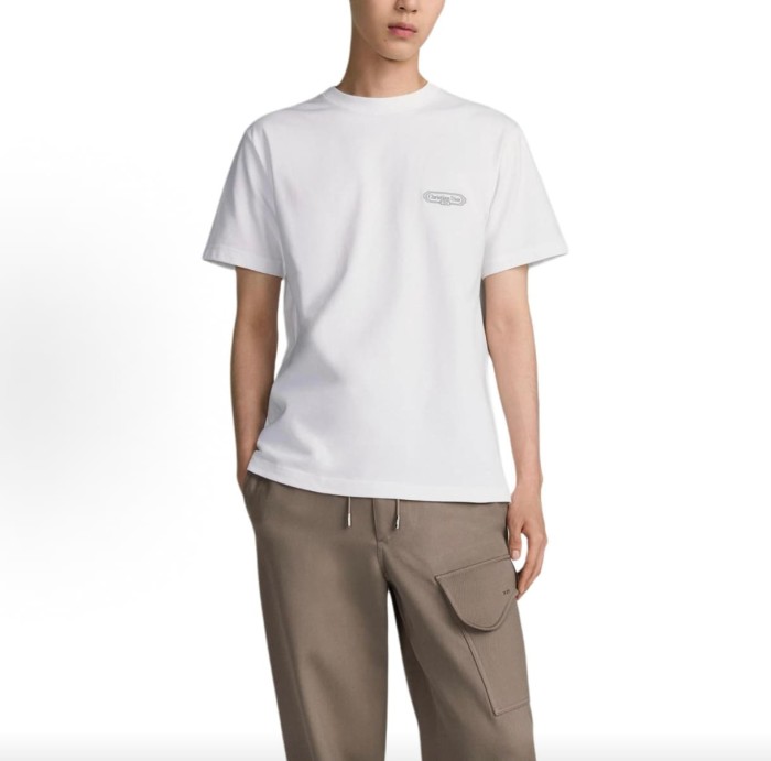 1:1 quality version Logo Embroidered Crew Neck T-shirt 3 colors 28960932