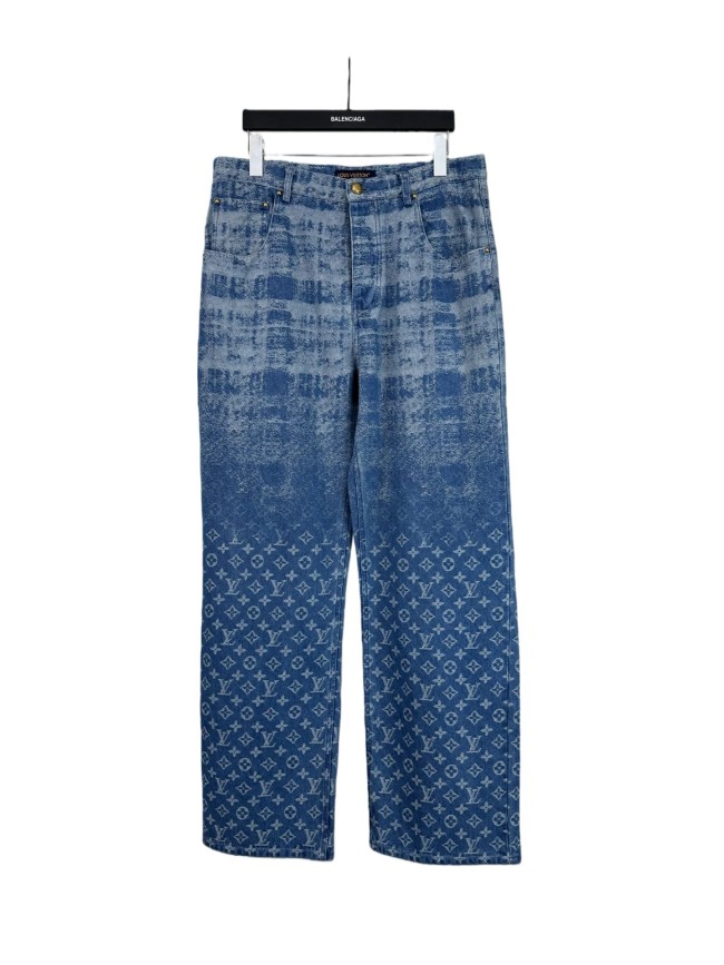 1:1 quality version Bleached Plaid Jacquard Denim Jeans 28759547